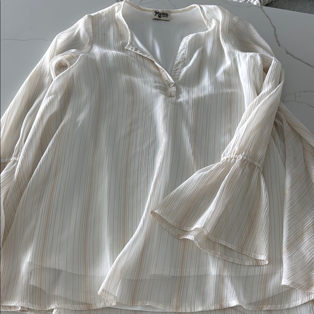 Show Me Your Mumu Gold and White Tunic